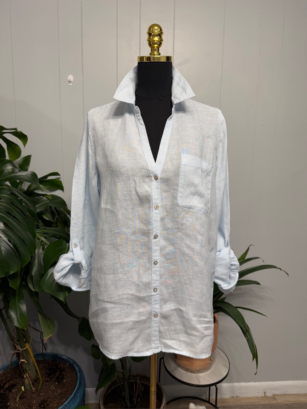 #17) Sigrid Olsen Pale Blue Linen Shirt